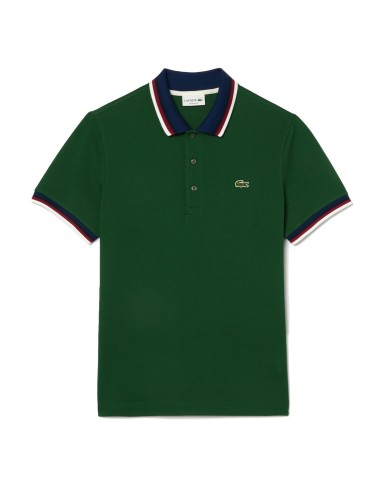 Lacoste Regular Fit Cotton Pique Contrast Collar Polo Shirt Pine Green Le MVP de beaucoup