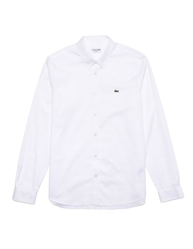 Lacoste L/S Slim Fit Cotton Shirt White rembourrage situé sous