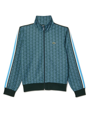 Lacoste Paris Zip-Up Jacquard Track Jacket Green / Blue paiement sécurisé