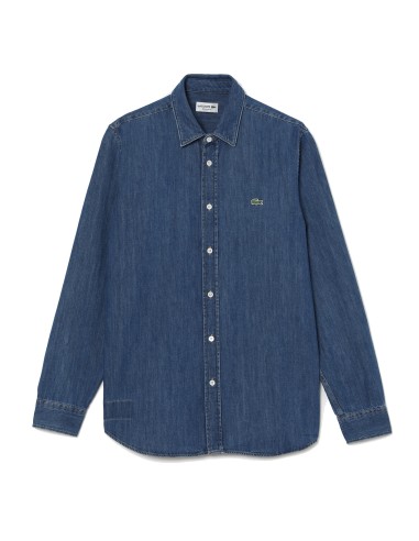 Lacoste Regular Fit Denim Shirt Blue offre 