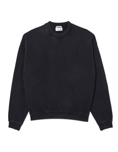 Lacoste Loose Fit Washed Effect Fleece Sweatshirt Black Comparez plus de prix